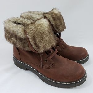 Brown/Russet Faux Fur Boots - Size 7.5